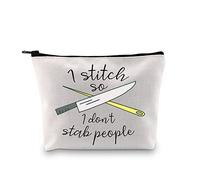 JTOUK Needleworker Gift Cross Stitch Project Bag I Stitch So I Don’t Stab People Sewing Project Bag for Cross Stitch Lover (Stab People Bag EU)