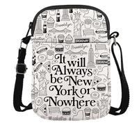 JTOUK New York Travel Gift NYC Souvenirs It Will Always Be New York Or Nowhere Travel Crossbody Bag for NYC Lovers Traveller (Be New York CR EU)