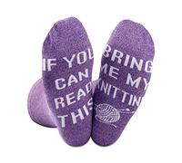 JTOUK Novelty Socks If You Can Read This Bring Me My Knitting Funny Birthday Gift for Mom Grandma (Bring Me My Knitting EU)