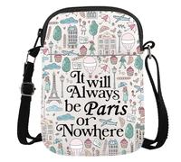 JTOUK Paris Travel Gift France Lover Gift Paris Themed It Will Always Be Paris Or Nowhere Travel Crossbody Bag (Be Paris CR EU)