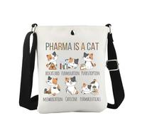 JTOUK Pharma is a Cat Pharmacy Cat Lover Gift Science Medical Cat Crossbody Bag Pharmacy Technician Kitten Lover gift (Pharma Cat CB EU)