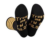 JTOUK Pilot Gift Aviation Gift for Pilots Men Trust Me I’m A Pilot Socks Aviation Themed Novelty Socks Gift (UK, Alpha, One Size, Regular, Regular, I’m A Pilot EU)