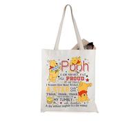 JTOUK Pooh Bear Themed Inspirational Gift A Day Without Laughter Is A Day Wasted Tote Bag (Pooh I Am Short Tote EU)