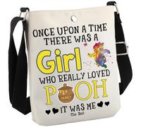 JTOUK Pooh Bear Travel Bag - Unisex Adults - Medium - Loved Pooh Cb Eu - Crossbody Bag - Sling - Canvas - 3D Printed Design, Multiple Pockets and Compartments - Animal Print - Winnie the Pooh Theme