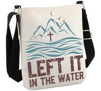JTOUK Religious Christian Gift Bible Verse Gift Jesus Baptized Present Left It In The Water Christian Crossbody Bag (Left It CB EU)