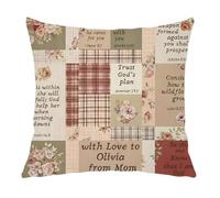 JTOUK Religious Gift Bible Verse Patchwork Throw Cushion Case Christian Faith Pillow Cover Christian Scripture Decor for Believers Prayer (God’s Plan PC EU)