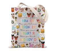 JTOUK Remember You Are Braver Tote Bag Inspirational Gift Funny Birthday Gift for Daughter Son (BRAVER Mickey tote EU)