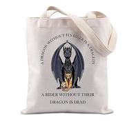 JTOUK Romantasy Fantasy Gift A Dragon Without A Rider Tote Bag Book Gift Bookish Gift For Readers (A Dragon Tote EU)