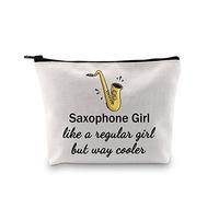 JTOUK Saxophonist Gift Saxophone Player Gift Saxophone Girl Like A Regular Girl But Way Cooler Travel Makeup Bag for Saxophone Lovers (Saxophone Girl Bag EU)