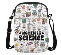 JTOUK Science Lover Gift PHD Feminist Gift Women Empowerment Present Women In Science Crossbody Bag (In Science CR EU)