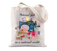 JTOUK Sewing Tote Bag - Material World Tote EU - Unisex Adults - Medium - Canvas - 40cm x 15.75in - Sewing Lover Gift