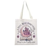 JTOUK Spicy Book Lover Gift I Still Read Fairytales They're Just Spicier Now Tote Bag Bookish Gift Smut Reader Gift (Spicy Now Tote EU)