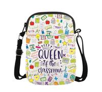JTOUK Teacher Themed Crossbody Bag Classroom Teacher Gift Teacher Appreciation Gift Teaching Gift (Queen Classroom CR EU)