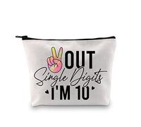 JTOUK Tenth Birthday Gift for Girl Double Digit Girls Birthday Gift Peace Out Single Digits I’m 10 Makeup Bag (Out Single Bag EU)