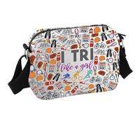 JTOUK Triathlon Gift Swim Bike Run Gift Triathlete Inspirational Zipper Crossbody Bag for Triathlon Lover (I Tri HKB EU)