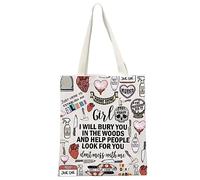 JTOUK True Crime Podcasts Gift Girl I Will Bury You In The Wood True Crime Lover Canvas Tote Bag (Mess With Me Tote EU)