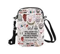 JTOUK True Crime Podcasts Gift I Will Bury You in The Wood True Crime Lover Canvas Crossbody Bag (Mess with Me CB EU)