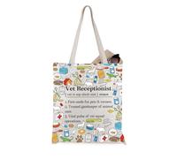 JTOUK Vet Receptionist Tote Bag Veterinarian Gift Vet Tech Gift Vet Nurse Gift Veterinary Receptionist Appreciation Merch (Vet Receptionist Tote EU)