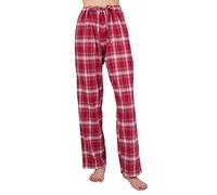 JTPW Women's 100% Cotton Super Soft Flannel Pajama/Lounge Bottoms with Pockets, Red White Plaid, Size: S