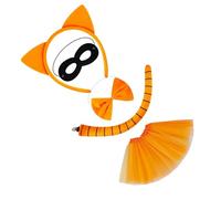 JTQYFI 1/3/4/5Pcs Cats Costumes Cosplay Cats Ears Headband Bows Tail Tutu Halloween Animal Fancy Costume Accessories Kits