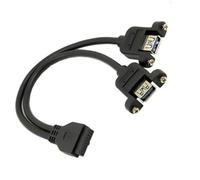 JTQYFI 2Port USB3.0 Female Screw Mount To 20pin Header Cable For Easy Front Panel Connection Extension Cable 30cm/11.81inch