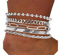 JTQYFI 5/6pcs Stylish Alloy And Anklet Set Sturdy And Versatile Bangle And Foot Chain Accessories For Women