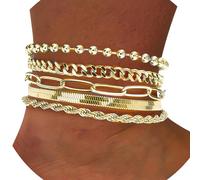 JTQYFI 5/6pcs Stylish Alloy And Anklet Set Sturdy And Versatile Bangle And Foot Chain Accessories For Women