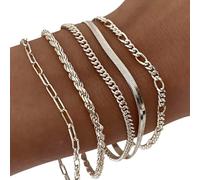 JTQYFI 5/6pcs Stylish Alloy And Anklet Set Sturdy And Versatile Bangle And Foot Chain Accessories For Women