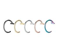 JTQYFI 5pcs/15pcs 10mm Punk Stainless Steel Fake Lip Rings C-Clip Lip Rings Rook Tragus Faux Septum Body Piercing Jewelry