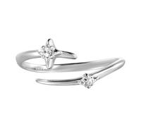 JTQYFI Artistics Rings Four Pointed Star Accent Open Band Copper Crafted Zirconia Decoration Personalize Styles Copper Rings