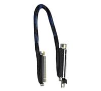 JTQYFI Braided PCIe 5.0 X16 Right Oriented Graphics Card Extender 270 Degree Bend Metal Connectors Extension Cable