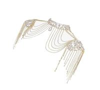 JTQYFI Bridal Wedding Shoulder Necklace Elegant Alloy Body Chain With Crystal Tassels For Various Occasions Unique