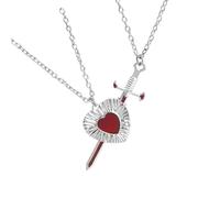 JTQYFI Couples Necklace Heart and Rapier Pendant Meaningful Love Symbol Adjustable Chain Anniversary Wedding Gift Couple Necklace Love Heart Rapier Design