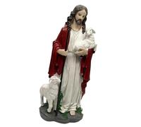 JTQYFI Good Shepherds Statue Jesuses Holding Lamb Figurines Religious Moderns Home Decors Indoor Table Ornament Religious Gift Holy Figurine