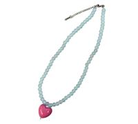 JTQYFI Lovely Multicolor Heart Beaded Collarbone Chain Necklace with Adjustable Length for Casual Outfits and Gifts Colorful Beaded Heart Necklace