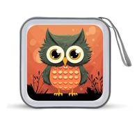 JTREHY 40 Pcs Capacity CD Case Storage Bag,Cartoon Owl Print Portable Zipper CD DVD Case Holder Large Capacity CD Wallet for Car Home Office Game Disc Audio Music