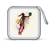 JTREHY 40 Sheets Capacity CD Case Storage Bag,Basketball Pattern Printed Portable Zipper CD DVD Case Holder Large Capacity CD Wallet for Car, Home, Office, Games Disc, Audio Music
