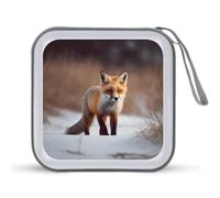 JTREHY 40 Sheets Capacity CD Case Storage Bag,Cute Fox Printed Portable Zipper CD DVD Case Holder Large Capacity CD Wallet for Car, Home, Office, Games Disc, Audio Music
