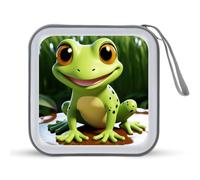 JTREHY 40 Sheets Capacity CD Case Storage Bag,Cute Frog Printed Portable Zipper CD DVD Case Holder Large Capacity CD Wallet for Car, Home, Office, Games Disc, Audio Music