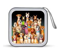 JTREHY 40 Sheets Capacity CD Case Storage Bag,Dogs Printed Portable Zipper CD DVD Case Holder Large Capacity CD Wallet for Car, Home, Office, Games Disc, Audio Music