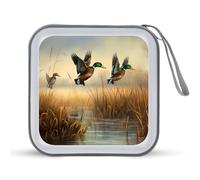 JTREHY 40 Sheets Capacity CD Case Storage Bag,Hunting Flying Wild Printed Portable Zipper CD DVD Case Holder Large Capacity CD Wallet for Car, Home, Office, Games Disc, Audio Music