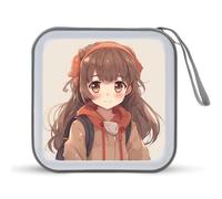 JTREHY 40 Sheets Capacity CD Case Storage Bag,Japan Anime Printed Portable Zipper CD DVD Case Holder Large Capacity CD Wallet for Car, Home, Office, Games Disc, Audio Music