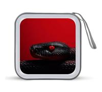JTREHY 40 Sheets Capacity CD Case Storage Bag,Red Eyed Snake Printed Portable Zipper CD DVD Case Holder Large Capacity CD Wallet for Car, Home, Office, Games Disc, Audio Music