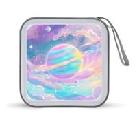 JTREHY - 40 Sheets CD Storage Case with Portable Zipper Galaxy Print Rainbow Color Portable CD DVD Case Large Capacity CD Wallet for Car Home