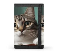 JTREHY A Curious Cat Wallet Fashion Compact With Zipper Purse Convenient to Carry Three Fold Wallet for Adult