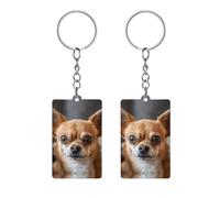 JTREHY Acrylic Double-sided Keychains, A Brown Chihuahua Printed Multi-purpose Keychains Portable Keychains with Key Chain Ring for for Key Handbag Backpack, A Brown Chihuahua, 2*1.2*0.1IN