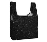 JTREHY Black Glitter Shopping Bag Premium Fashion Foldable Grocery Bags Anti-cracking Waterproof Durable Totes for Women Travel, Gym Office Beach Gear