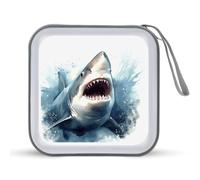 JTREHY - CD Storage Bag with 40 Sheets Portable Zipper and Shark in the Sea Print CD DVD Large Capacity for Car Home Office Game Disc Music