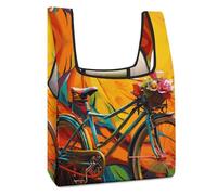 JTREHY Colorful Bicycle Shopping Bag Premium Fashion Foldable Grocery Bags Anti-cracking Waterproof Durable Totes for Women Travel, Gym Office Beach Gear