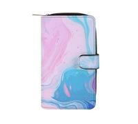 JTREHY Colorful Marble Pastel Pink Blue Purple Leather Wallet Stylish Comfortable Durable Bifold Design Purse Portable Compact Multi-Slots Card Bag for Men & Women